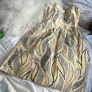 Anna Sui for Anthro pale yellow print strapless - EUC